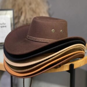 Solid color cowboy hat men’s and women’s outdoor travel hiking woolen casual all