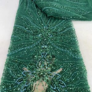 2024 Fashion French Embroidery Beaded Lace Fabric African Nigerian With Sequins Lace Fabric For Wedding Dress
