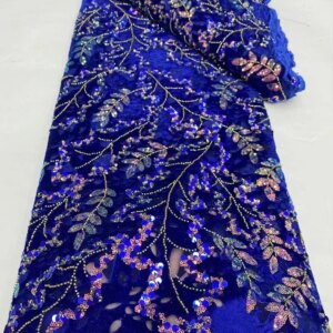 Latest African Sequins Velvet Lace Fabric High Quality Nigerian Beads French Net Velvet Lace With Sequence For Sewing KB4575