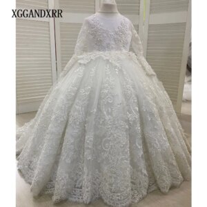 Elegant White Flower Girl Dress 2025 Wedding Party Gown Mini Princess Quinceanera Birthday Party Formal Daughter Sister Dress