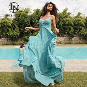 LOUIS NOVIAS Bridesmaid Dresses Sexy Charming Chic Chiffon Sweetheart Spaghetti Straps Wedding Party Vestidos De Luxo Para Festa