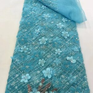 Luxury African Sequin Beaded Lace Fabric 2025 High Quality Groom Nigerian Wedding Bridal Embroidery French Tulle Sewing