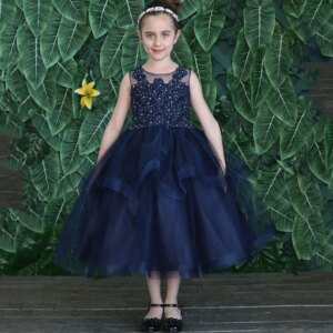 Customized Classic Flower Little Girl Dress Baby Dresses Sleeveless Beautiful Appliques A-line Scoop Neck Kids New Evening Part