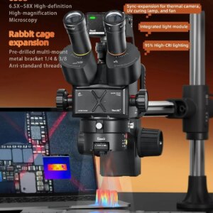 Qianli YCS 6558 6.5X-58X Gorilla Trinocular Microscope for Mobile Phone Motherboard Repair Tools Industrial Electron Microscope