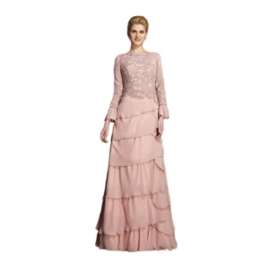 Plus Size Mother Of The Bride Dresses A-line Long Sleeves Chiffon Lace Tiered Long Groom Mother Dresses For Wedding Customized