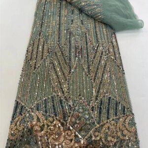 New High-End Luxury French Embroidery Heavy Groom Lace Fabric African Nigerian With Sequins Fabric For Wedding