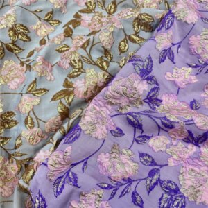 Golden thread flower relief three-dimensional jacquard women’s clothing fabric puffy skirt trench coat and evening dress fashion