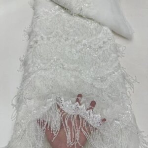 2024 Latest African Sequins Lace Fabric High Quality Embroidery 3D French Flower Beads Nigerian Net Lace For Wedding Party Dress