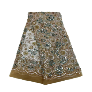 High-Quality Beaded Printing Embroidery with Stones Sewing Net Cloth Women Hot Sale 3D Beaded Lace Fabric Wedding Dress 2025