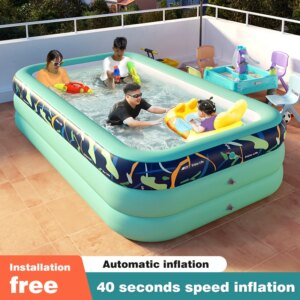 3M Big Inflatable Large Pools for Family Swimming Pool Rectangular Swimming PVC Pool Bathing Outdoor Children’s Day Gifts