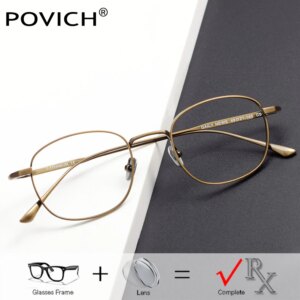 With Prescription Eyewear Vintage Optical Glasses Frame Titanium Anti-Reflection Recipe Lenses Myopia Progressive Eyeglasses