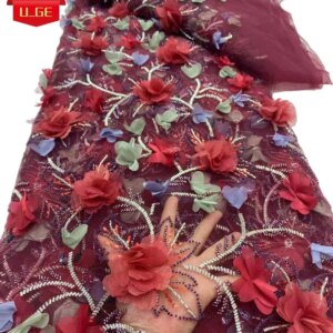 2025Latest Best Quality Delicate Very Soft 3D Embroidered Tulle lace With Stones Fabric For Wedding Evening Dress U_GE1935