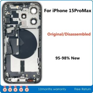 95% New, Original Disassembled Middle Frame Housing Back Glass Cover For iPhone 15 Pro Max, with NFC Wireless Charger Assembly