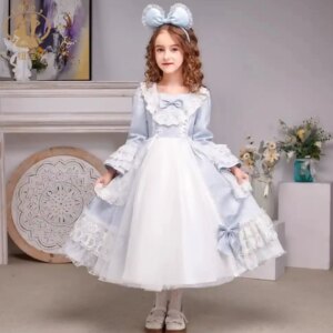Children’s Lolita Princess Dresses Girls’ Spring Puffy Dresses Spring And Autumn Dresses High-end RetroCourt Style Dresses