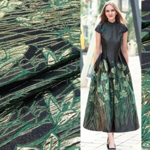 The cheongsam dress is positioned as a jacquard satin fabric with large pendant canopy