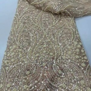 Handmade High End Fashion Design Beads Net Lace With Sequins for Making Wedding or Evening Dress, Super High Quality Fabric