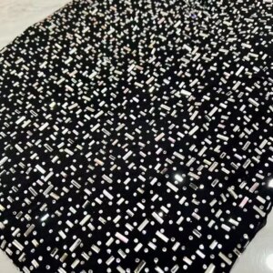 African Handmade Heavy Stones Tulle Lace Fabric 2025 High Quality French Luxury Stones Lace Fabric For Bridal Wedding Dress Sew