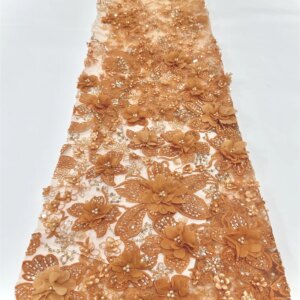 African Beaded High Quality Nigerian Sequins Lace French Tulle 3D Flowers Lace Fabric For Party Dress Sewing