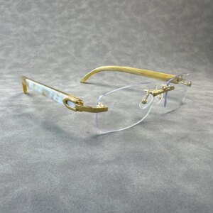Eyeglass Frames Unique Vintage Rimless Handmade White Horn Reading Prescription Men Glasses Frames Optical Lenses Eyeglasses