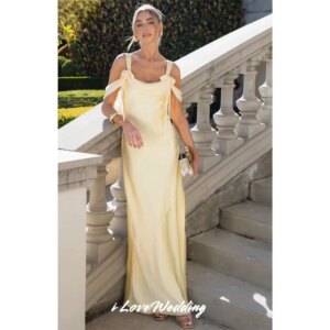 Yellow Off Shoulder Bridesmaid Dresses 2025 Sleeveless Bow A-Line Backless Pleated Floor-Length Wedding Guest Dresses Customized