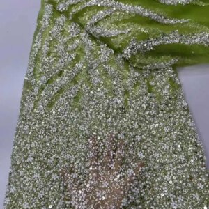 Africa Nigerian Beaded French Mesh Lace With Sequins High Quality 2025 Embroidery Lace Sequins Lace For Wedding Dresses Women