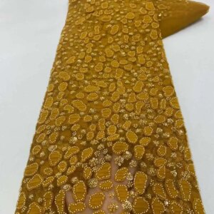 Luxury African Beaded 2025 High Quality Nigerian Sequins With Pearl Lace French Tulle Lace Fabric For Party Dress Sewing