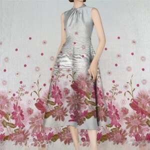 Flower blooming and prosperity jacquard dress positioning fabric one-piece skirt toasting women’s gold thread