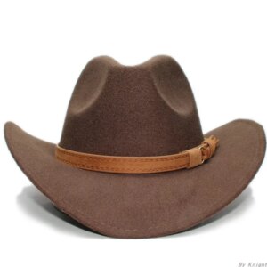 Casual assorted vintage belt cowboy hat with large brim and wide sunshade top