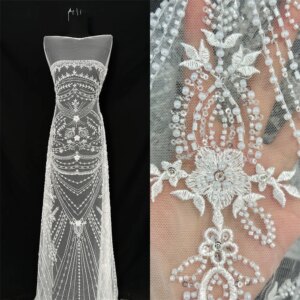 Pretty Luxury African Top Quality Handmade Beaded Embroidery Lace Beads With Sequins Nigerian French For Party Dresses in 2025