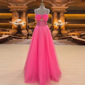 Strapless dress bow rhinestone embellishments pink tulle A-line dress bridesmaid dress party dress for special occasions