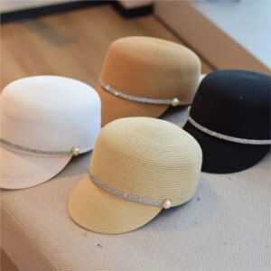 New straw-woven diamond-strip breathable forward cap outdoor baseball