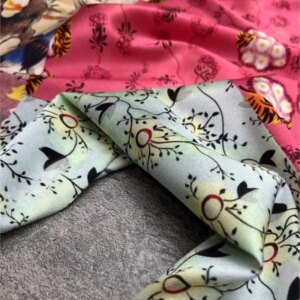 New geometric color-blocking printed twill stretch silk fabric for dress and shirt clothing