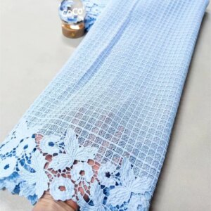 African Guipure 2025 Latest African Lace Fabric Sky Blue Swiss Lace Fabric High Quality 2025 Luxurious Party Dress Sewing W657-1