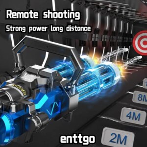 Electric Gatling Water Gun Toy Double Barrel With Rotating Light Water Bag Continuous Shooting Fire Outdoor Toys for Kids Adult