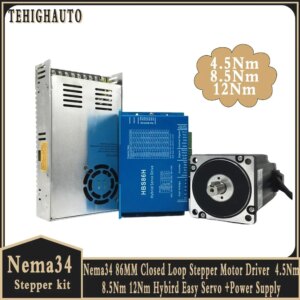 Nema34 Closed-loop Stepper Motor Driver 400W Power Supply Kit 4.5/8.5/12Nm 6A 86mm Hybrid Servo Motor With Encoder Driver CNC