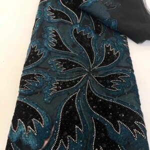 Nigerian Exquisite Gorgeous Lace Fabric 2025 Luxury Lace Fabric African Sequins Beaded Tulle Fabric For 5yards Sewing Dresses