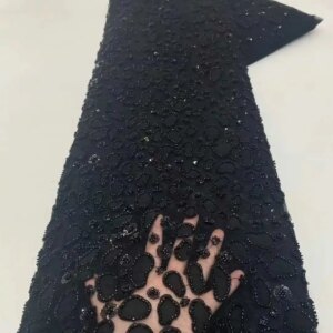 Luxury African Sequin Beaded Lace Fabric 2025 High Quality Groom Nigerian Wedding Bridal Embroidery French Tulle Sewing