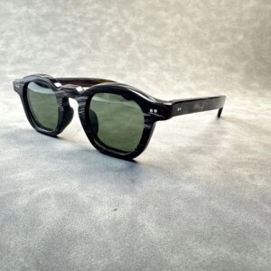 Sunglass Men Polarized Vintage Square Rivets Handmade Buffalo Horn Classic Women Sunglasses Luxury Stripes Eyeglasses