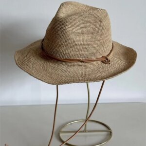 Handmade jazz hat cowhide rope decorated outdoor casual women men’s does not bog down