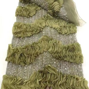 African Sequins Lace Fabric 2025 High Quality Tulle Lace French Nigerian Net Beaded Lace Fabric For Sewing Wedding Dress