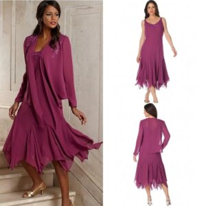 Vintage Chiffon Scoop A-Line Mother of the Bride Dress Formal Party Wedding Fashion Suits Jacket Plus Size Custom Customized
