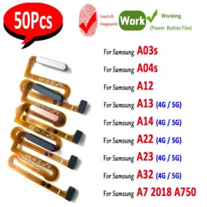 50Pcs, Tested For Samsung A32 A14 A13 5G A22 A23 A13 4G A04S A03S A12 Fingerprint Sensor Scanner Keypad Home Button Cable