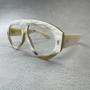 Eyeglass Frames Antique Vintage Oversize Pilot Arrow Handmade White Horn Prescription Man Glasses Frames Optical Lenses Eyewear