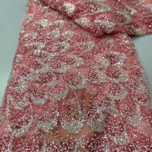 Luxury Exquisite High-end New Fashion Design Fabric Handmade Beads Embroidery Net Lace Full Beads For Making Women Wedding Dress