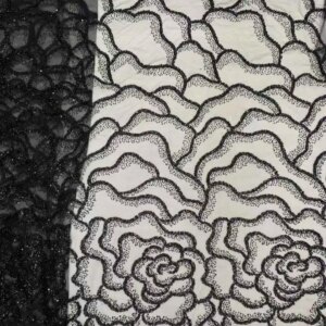 Black High Quality African Sequins Tulle Embroidered Groom Lace Fabric Beaded Sequins Lace Fabric For Nigerian Wedding Material
