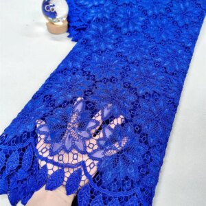 Luxury Royal Blue Color Cord Guipure Lace Apparel Fabrics & Textiles Latest Lace Fabric High Quality 2025 5 Yards Dress A1102-1