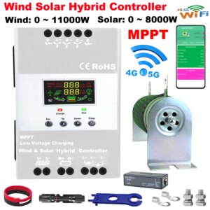 4000W 5KW Hybrid Wind Solar Controller MPPT Auto Match 12V 24V 48V Regulator Optional WIFI Android App For Hybrid Power System