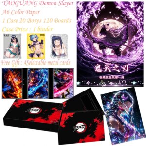 YAOGUANG Demon Slayer A6 Color Paper Anime Kimetsu Yaiba Tanjirou Kamado Nezuko Card Kids Gift Demon Slayer Cards