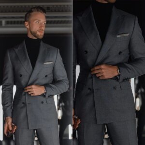 High Quality Men Suit Wedding Shawl Lapel One Buttons Groom Tuxedos Slim Fit 2 Piece Blazer Pant Business Occasion Customized