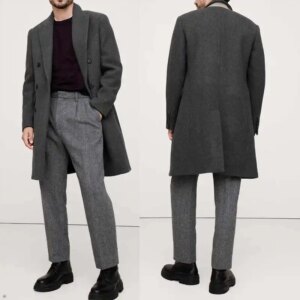 Classic Style Vintage Street Outwear Lapel Double Breasted Winter Tweed Thick Lapel Windbreaker Men‘s Coat Customized